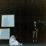 Luciano Capponi sulla scena dello spettacolo Anton Vaudeville Checov, 1976