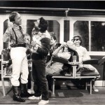 Luciano Capponi, Pino Ammendola e Daniele Aldrovandi in una scena della trasmissione Polvere di Pitone, RaiTre 1983